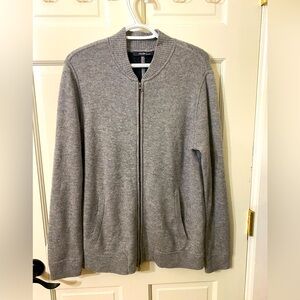 Men’s cashmere saks fifth ave full zip cardigan jacket gray large